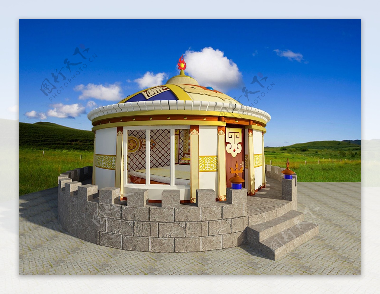 九林城堡式蒙古包图片
