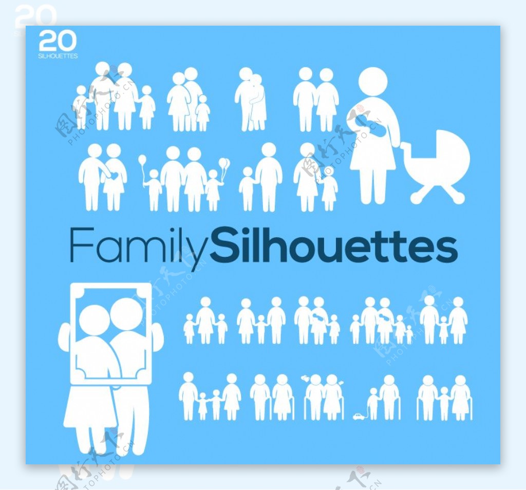 20款家庭人物图标矢量素材