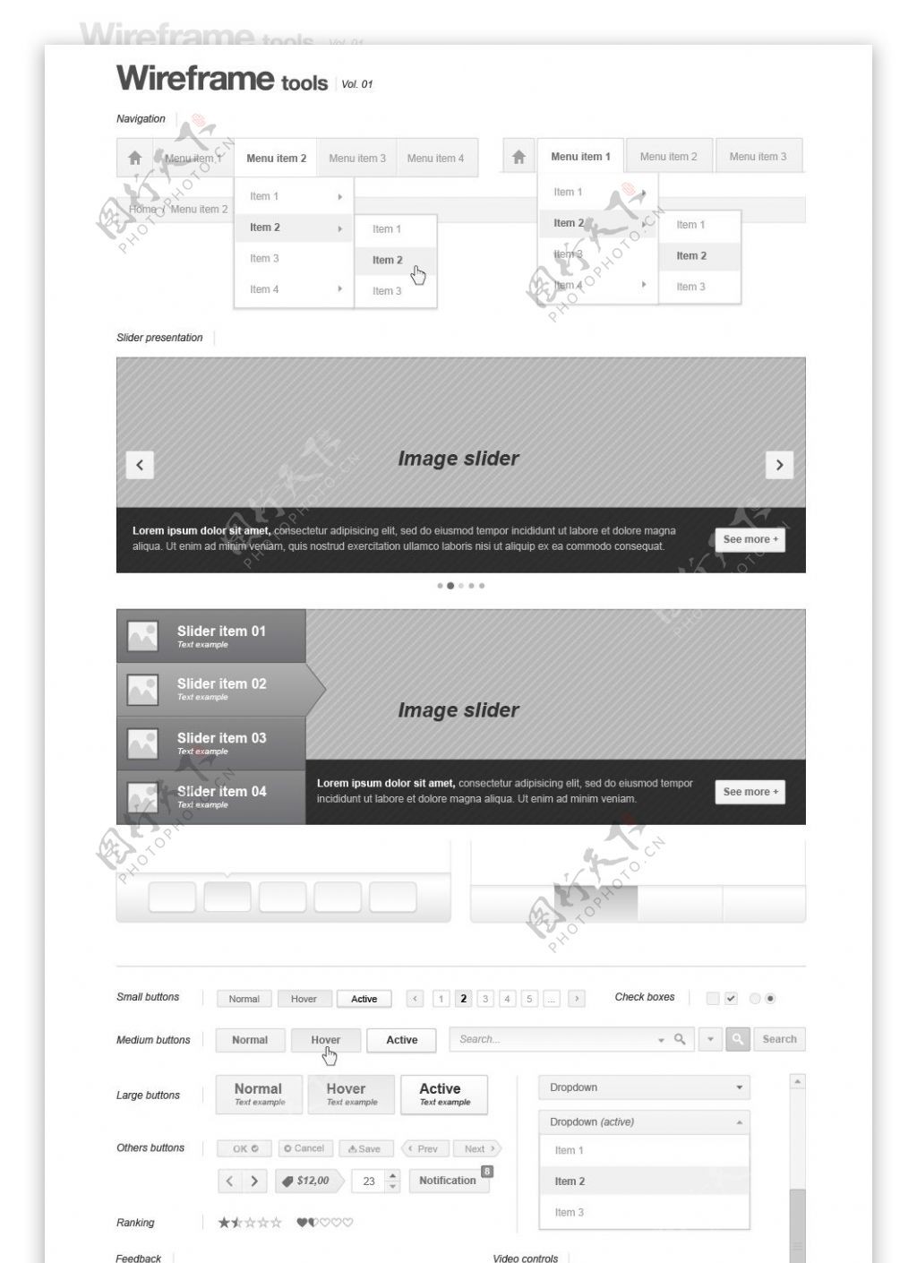 网页设计框架元素矢量素材