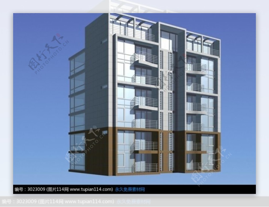 新型框架式多层城市住宅3d建筑模型