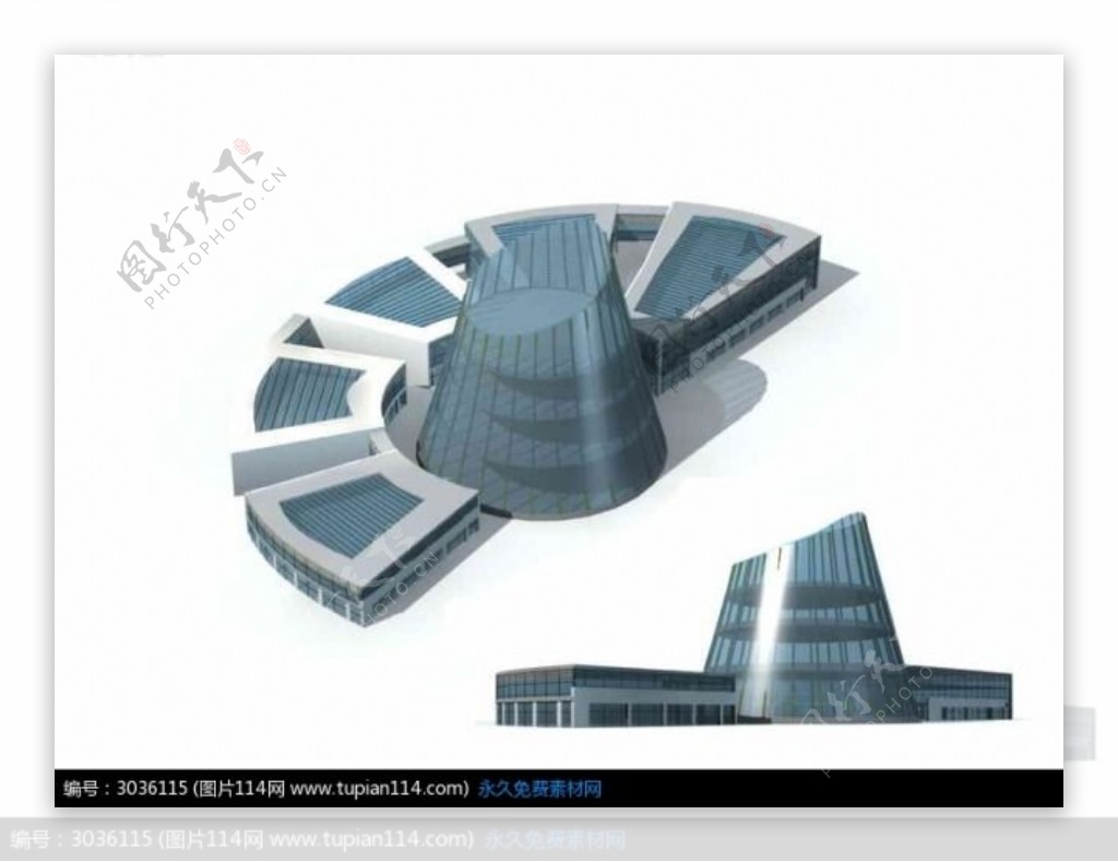 艺术风格多层商业中心建筑群3D模型