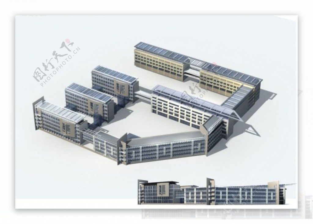 豪华现代风格办公写字楼3D模型素材