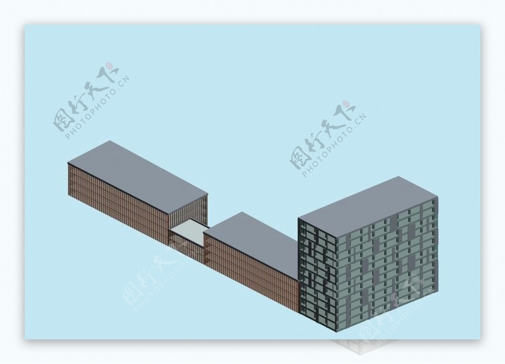 L形简模建筑