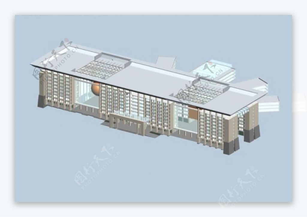 现代新式大厦建筑3d效果图