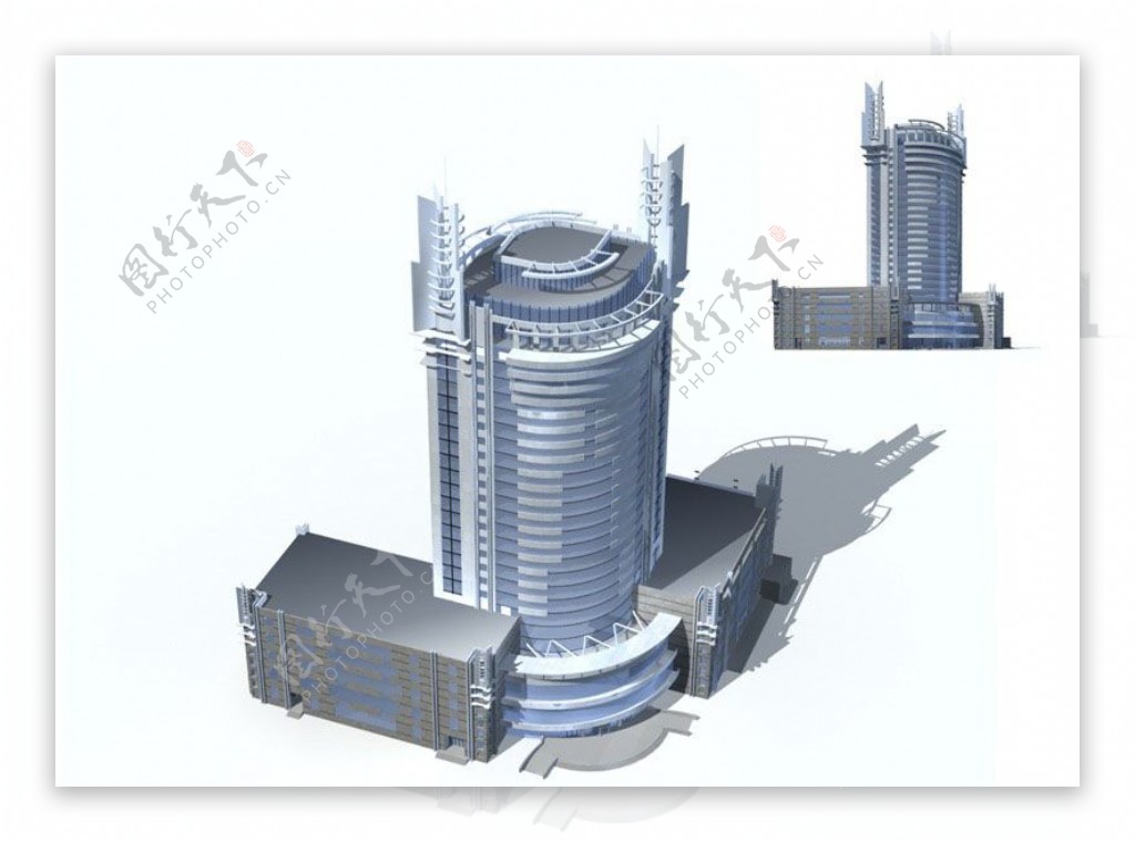 圆形豪华多层公建建筑3D模型