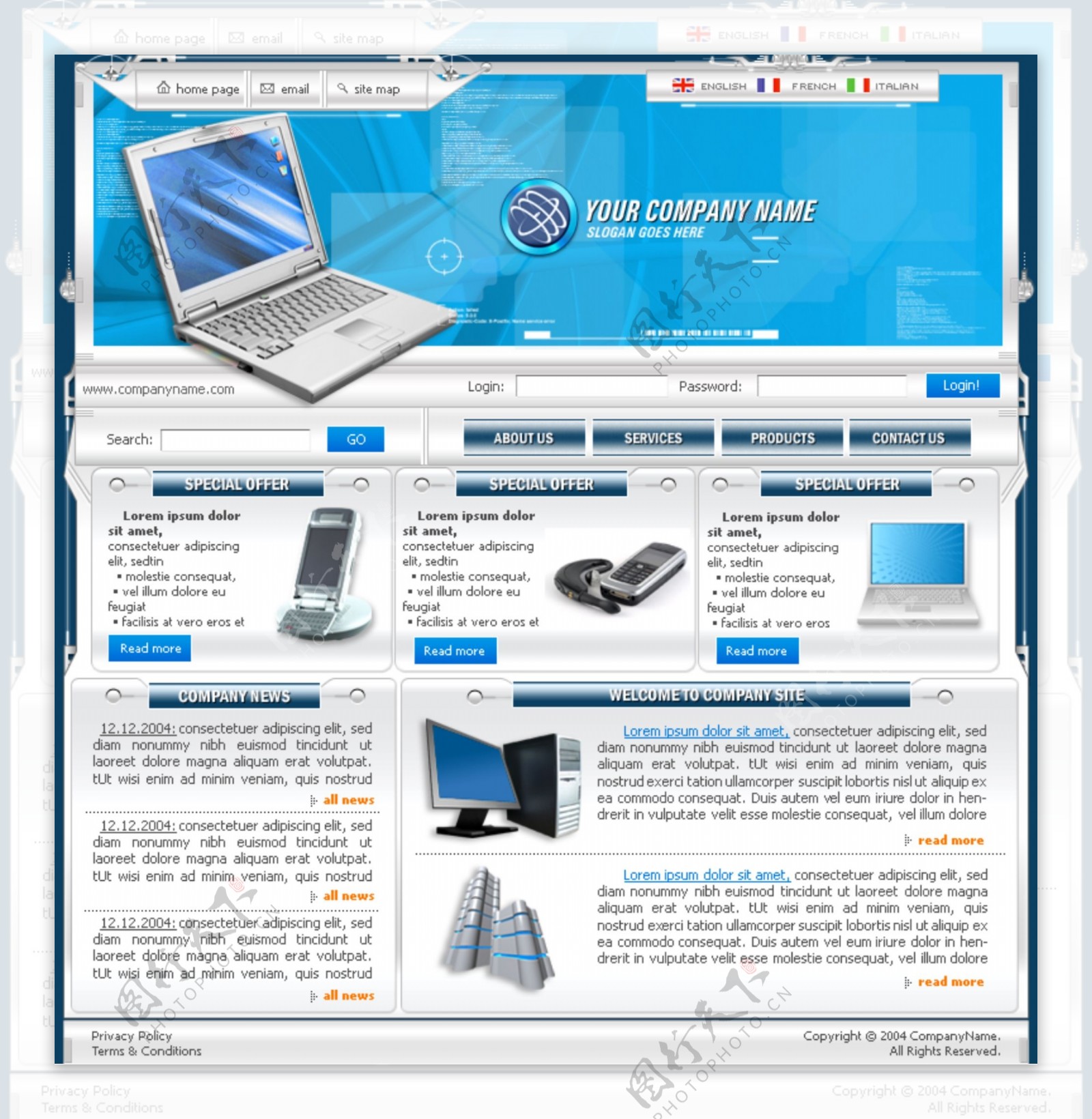电子科技研究公司网页模板