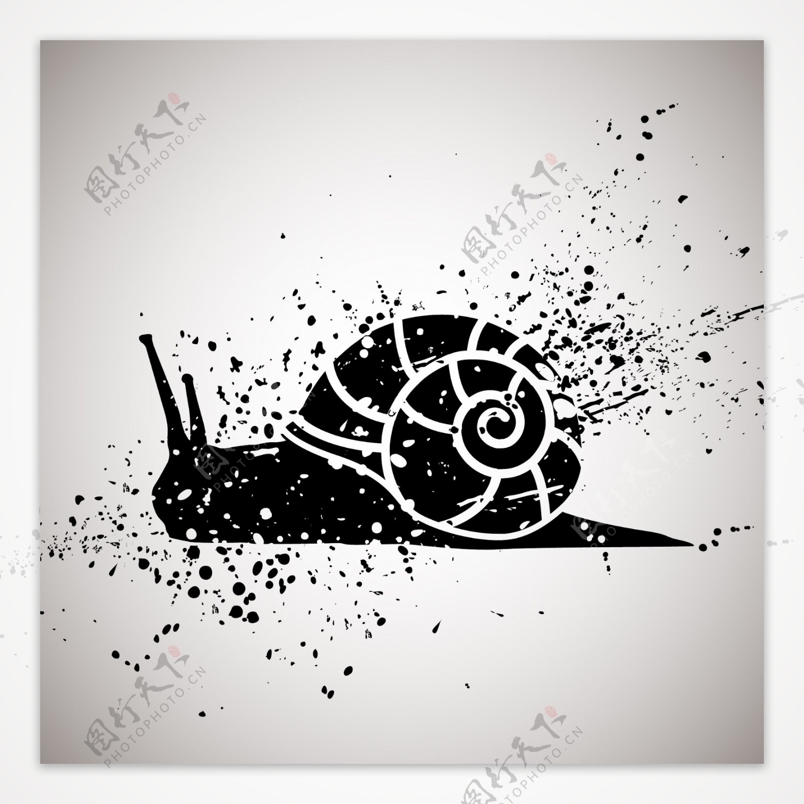 印花矢量图动物蜗牛墨迹墨点免费素材