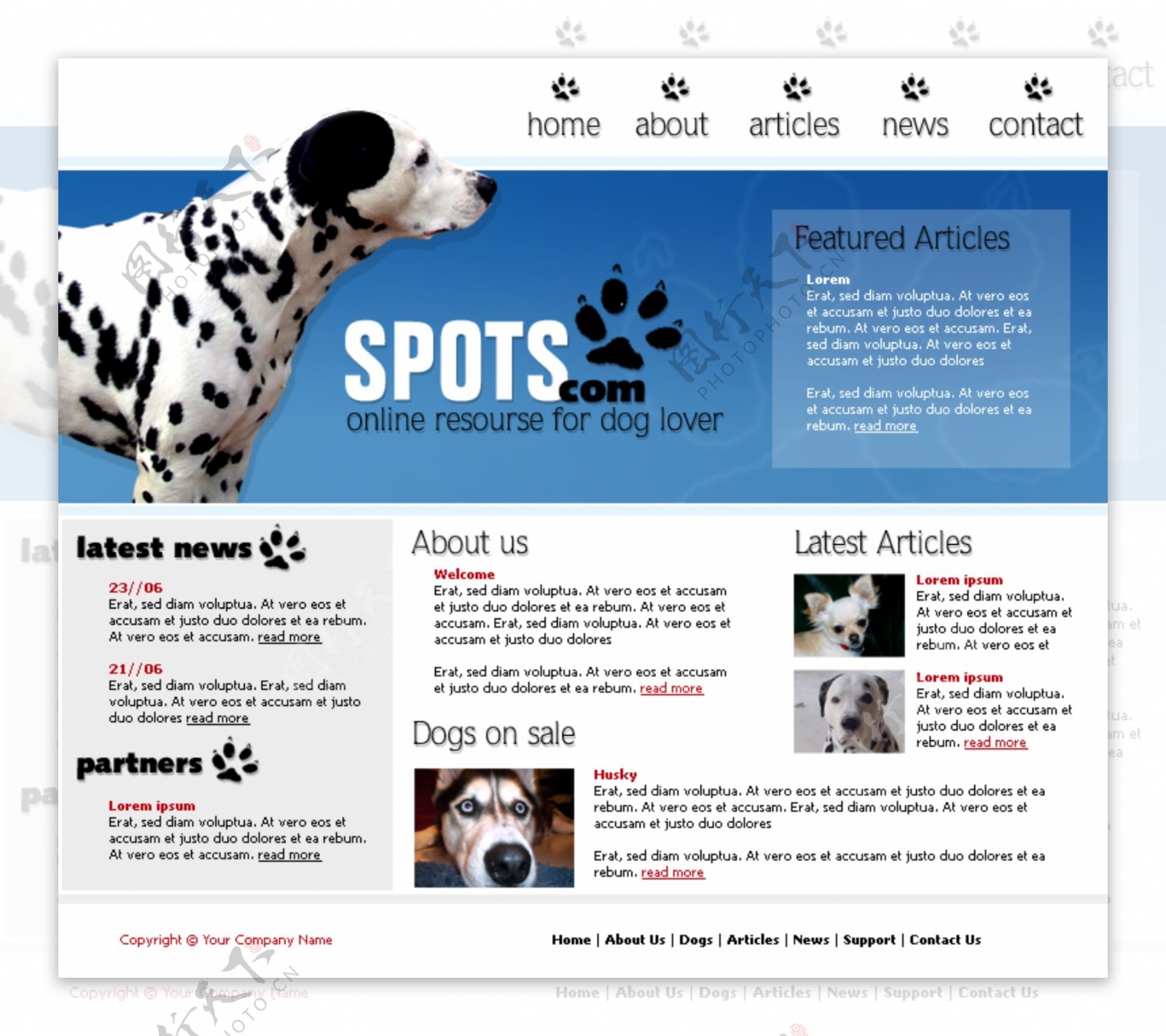 斑点狗宠物网页模板