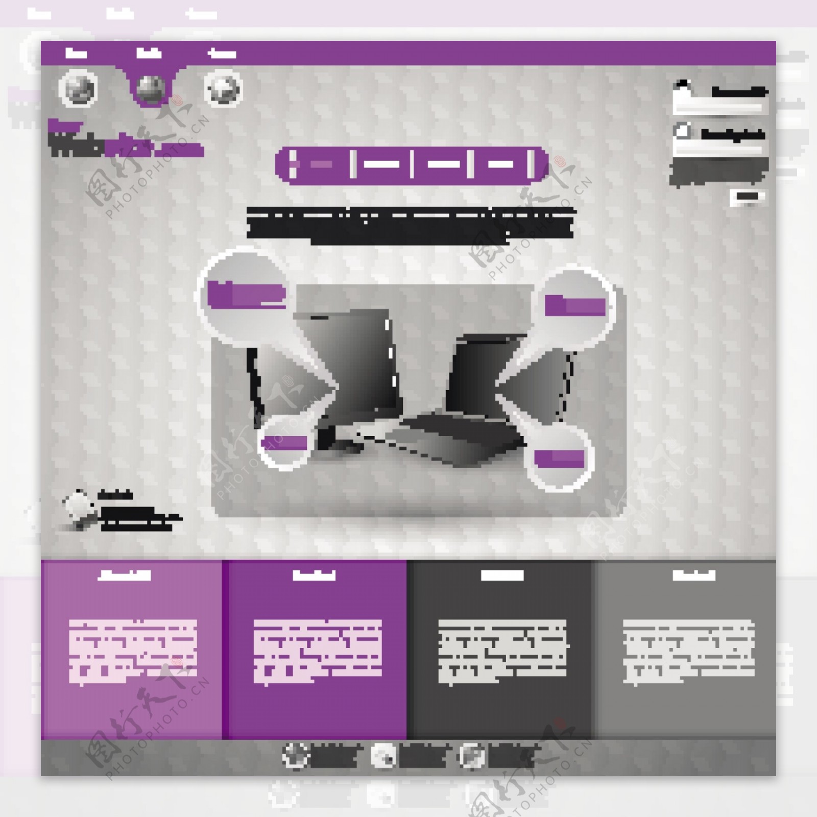 紫式的商业网站创意模板矢量02