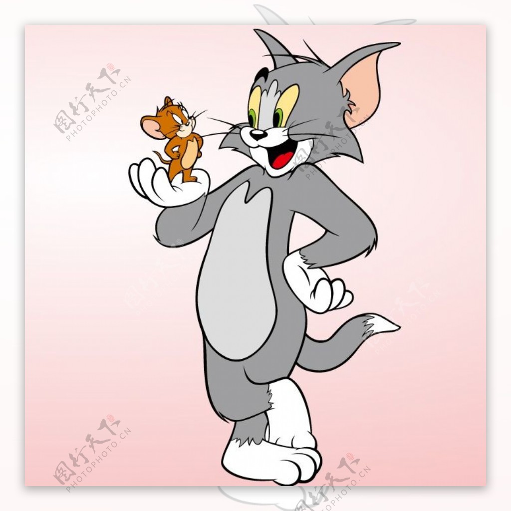 印花矢量图可爱卡通卡通形象猫和老鼠色彩免费素材
