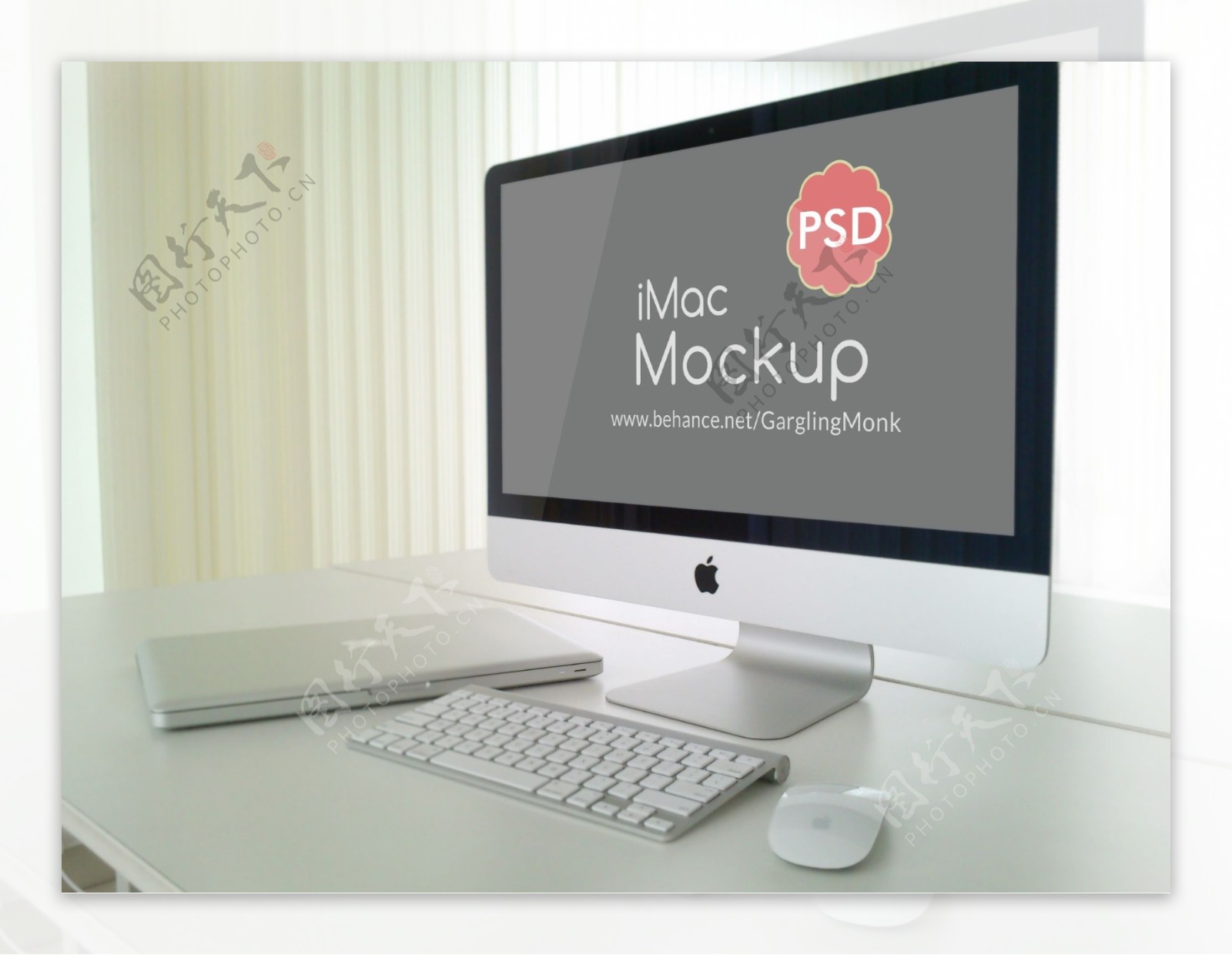 苹果电脑网页设计展示模板PSD