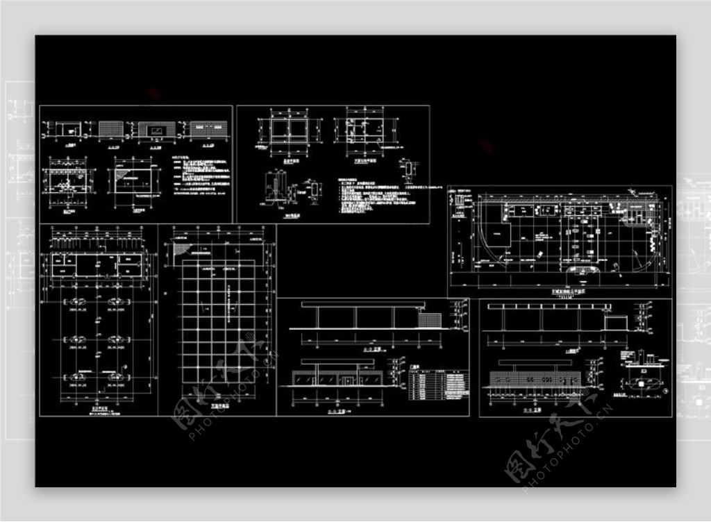 大型加油站建筑施工图CAD图纸