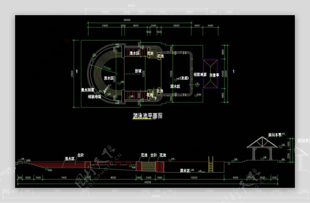 泳池景观细部cad详图