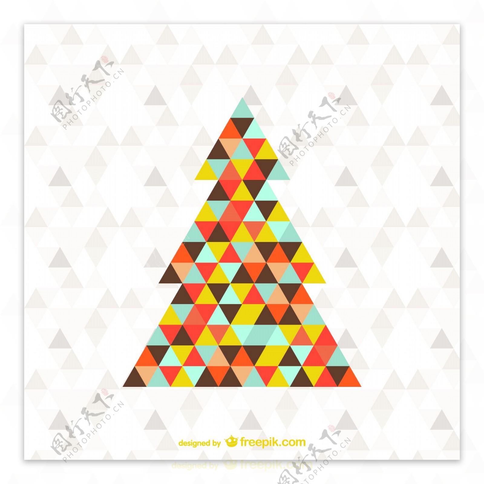 缤纷三角格纹圣诞树