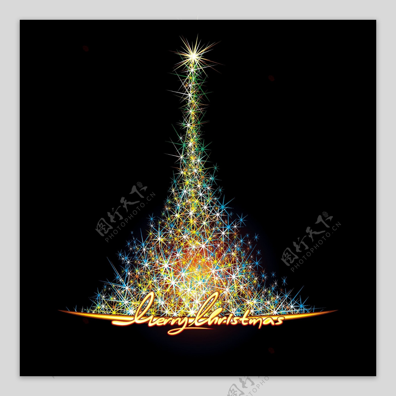 矢量星光璀璨圣诞树花纹