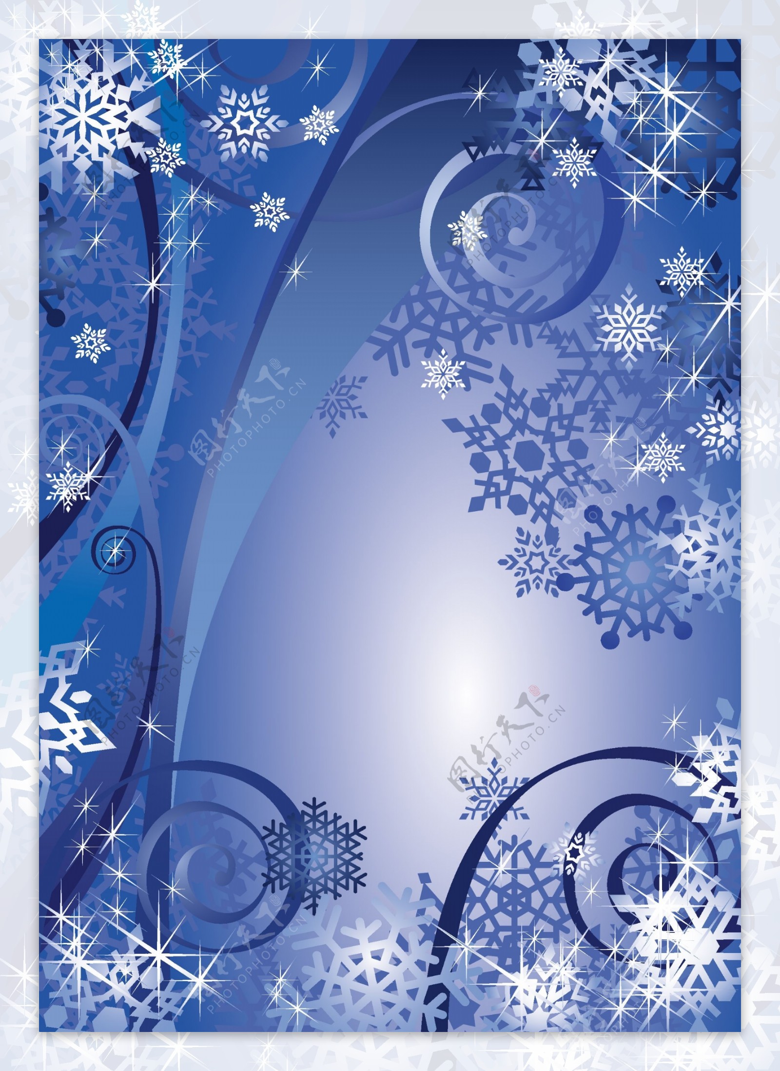 蓝色圣诞树雪花背景矢量素材