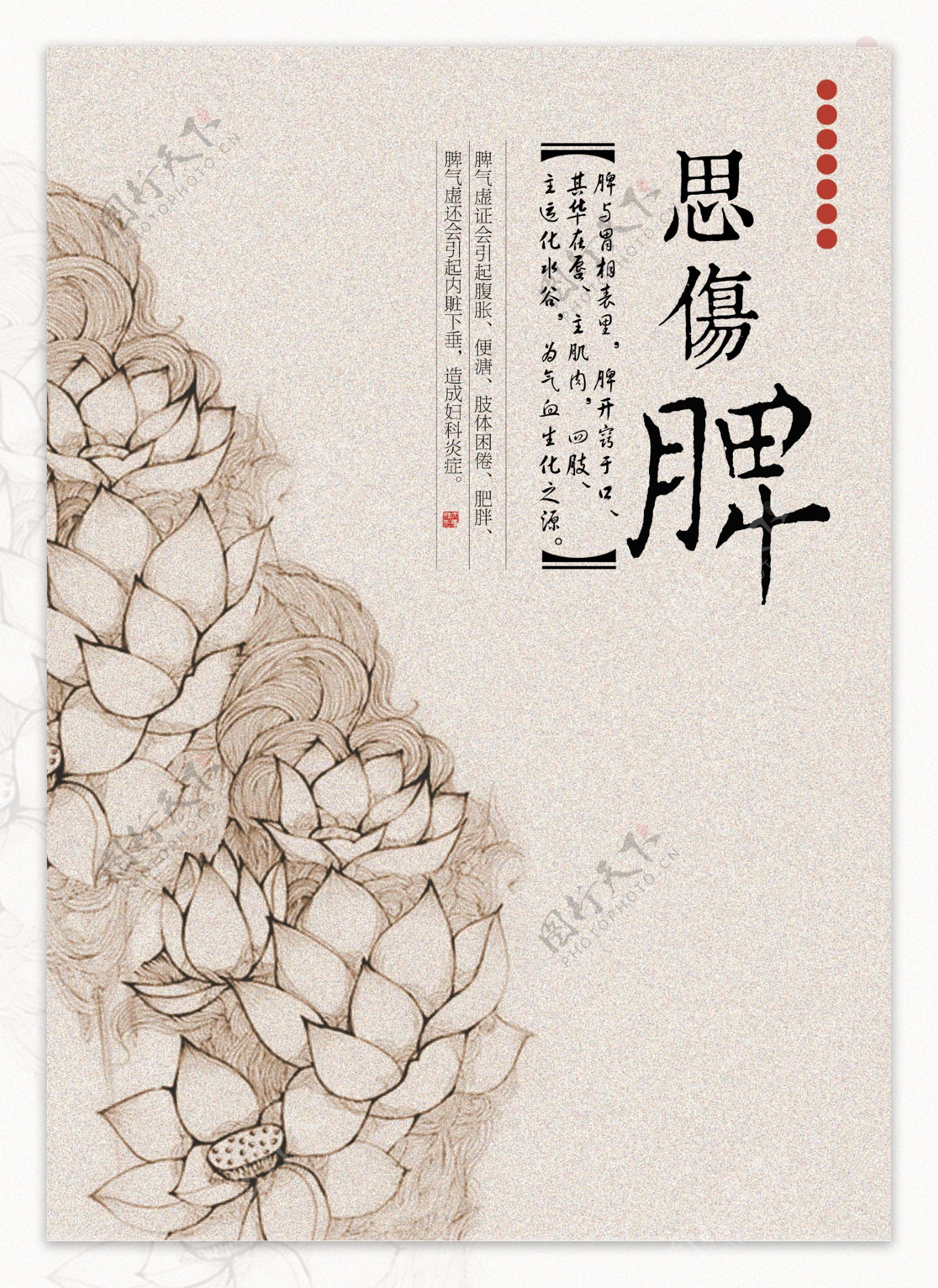 中式花卉图案养生图片