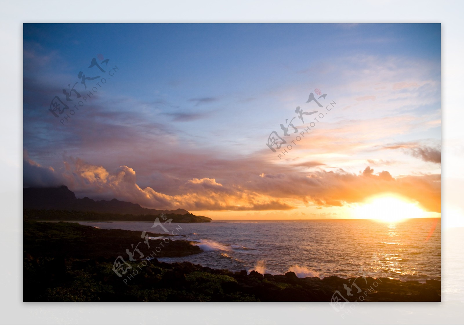 夏威夷夕阳美景图片