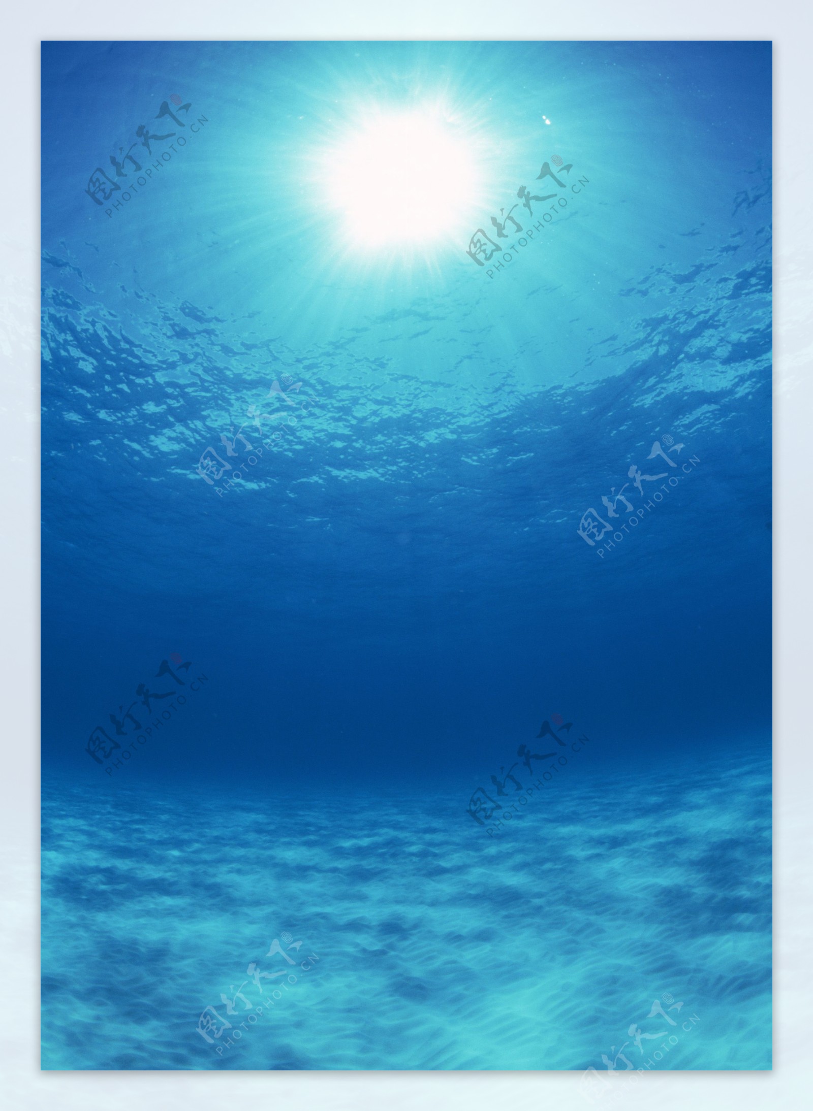 太阳下的蓝色海水图片