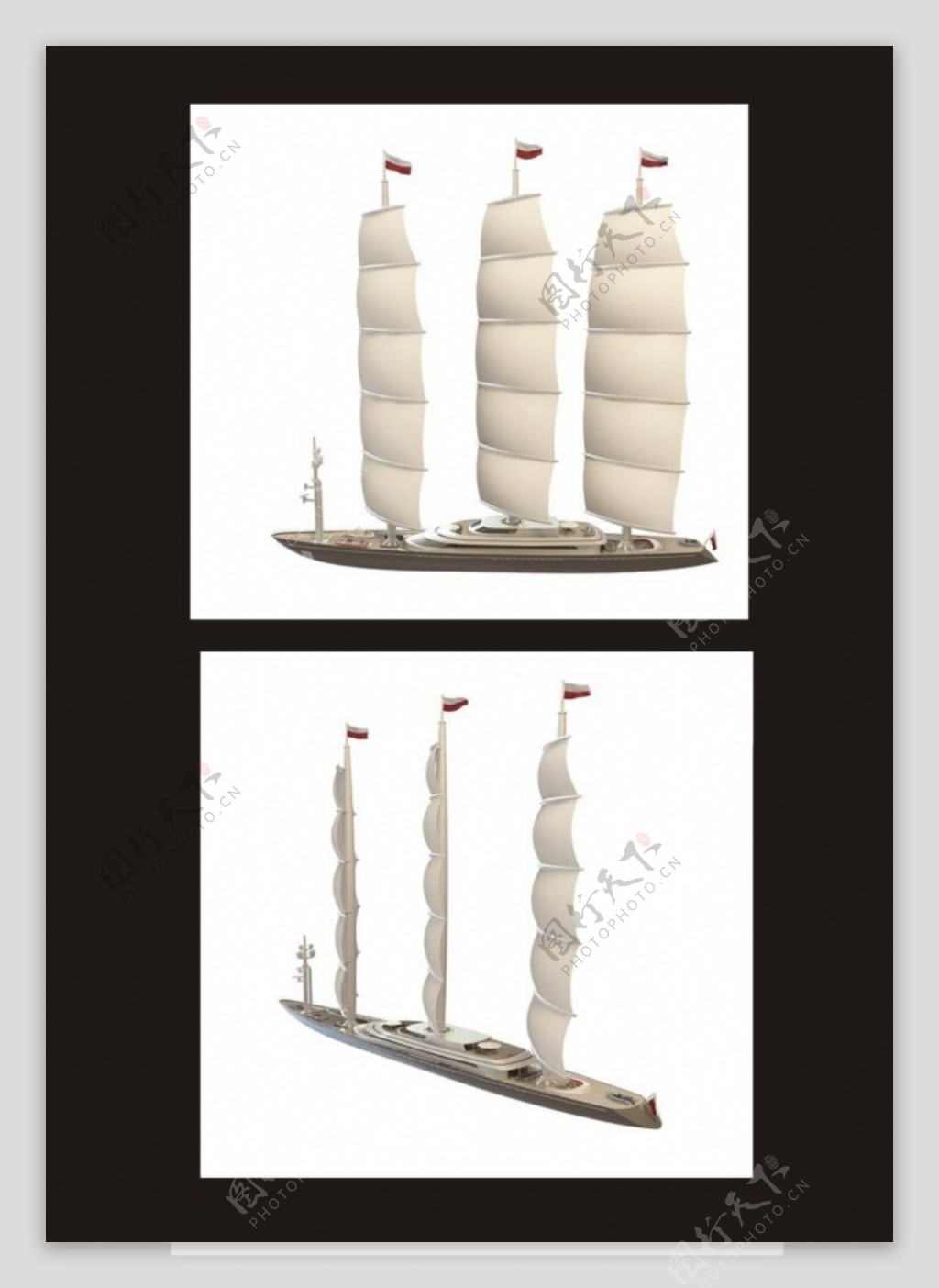 三帆帆船3d模型