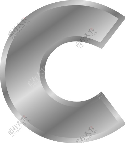 字母C剪辑艺术效果的银