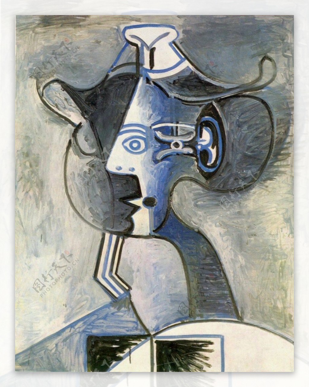 1962Femmeauchapeau1西班牙画家巴勃罗毕加索抽象油画人物人体油画装饰画