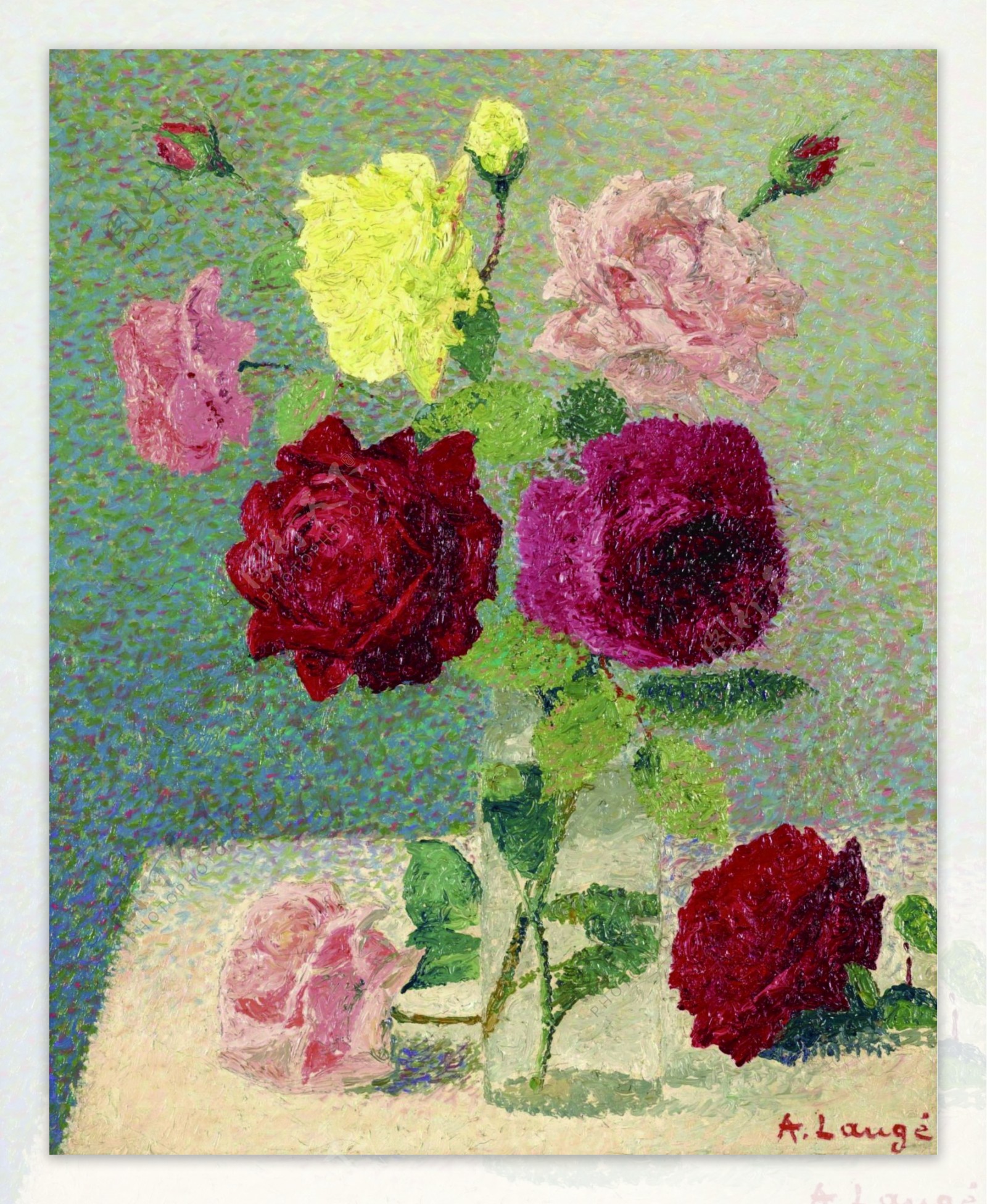 AchilleLaugeBouquetofRoses190205花卉水果蔬菜器皿静物印象画派写实主义油画装饰画