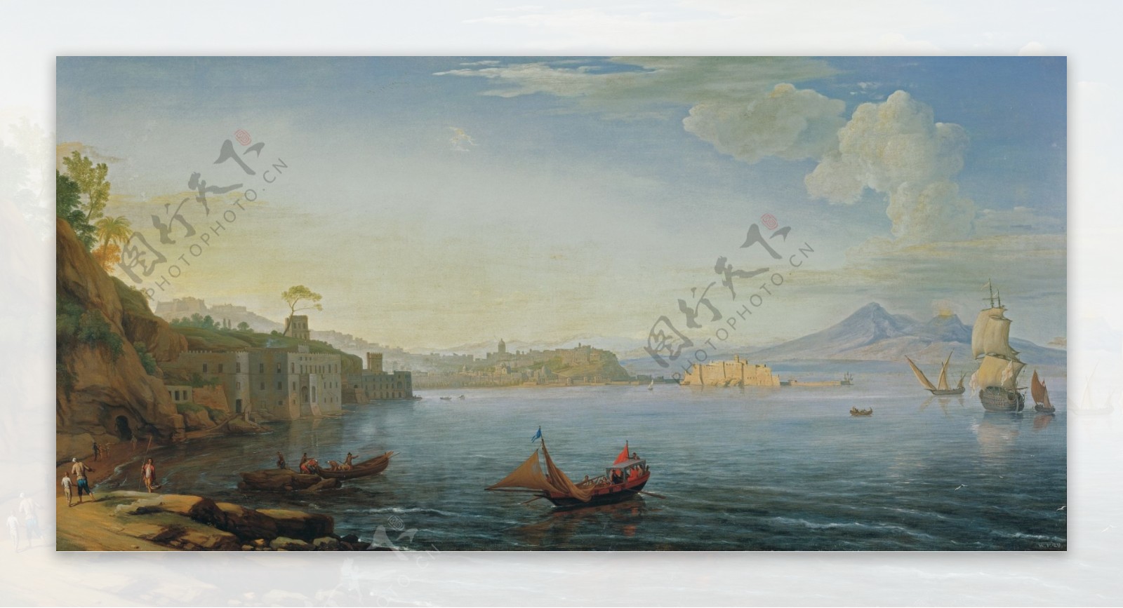 AdrienManglardViewofNaplesc.1750西方古典风景建筑自然水景山水田园印象派写实主义油画装饰画