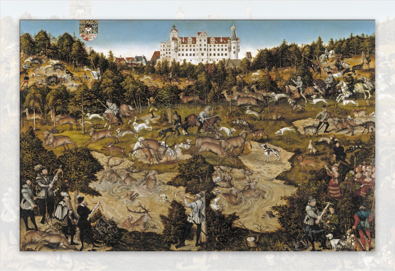 CranachLucasAHuntinHonorofCarlosVatTorgauCastle1544德国画家大卢卡斯克拉纳赫lucascranachtheeld