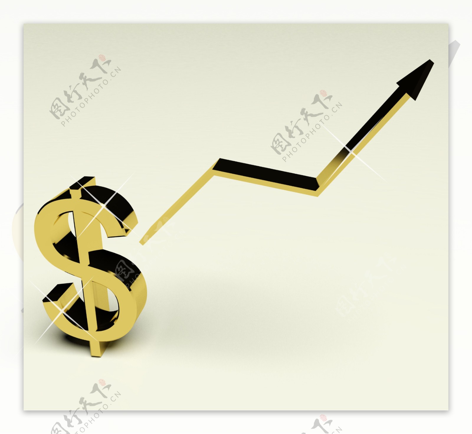 美元符号和箭头作为收入或利润的象征