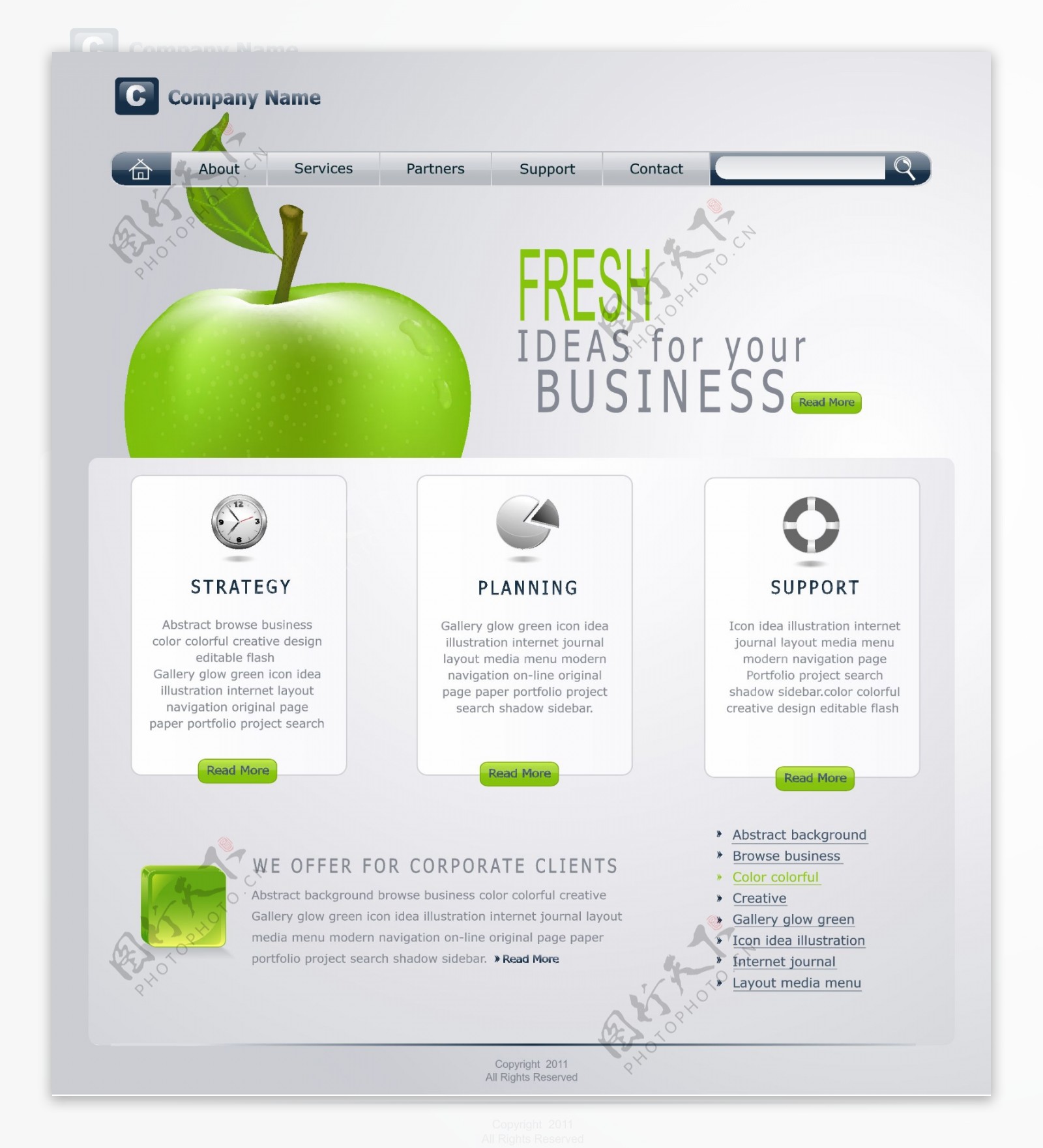 绿色苹果网站设计图片