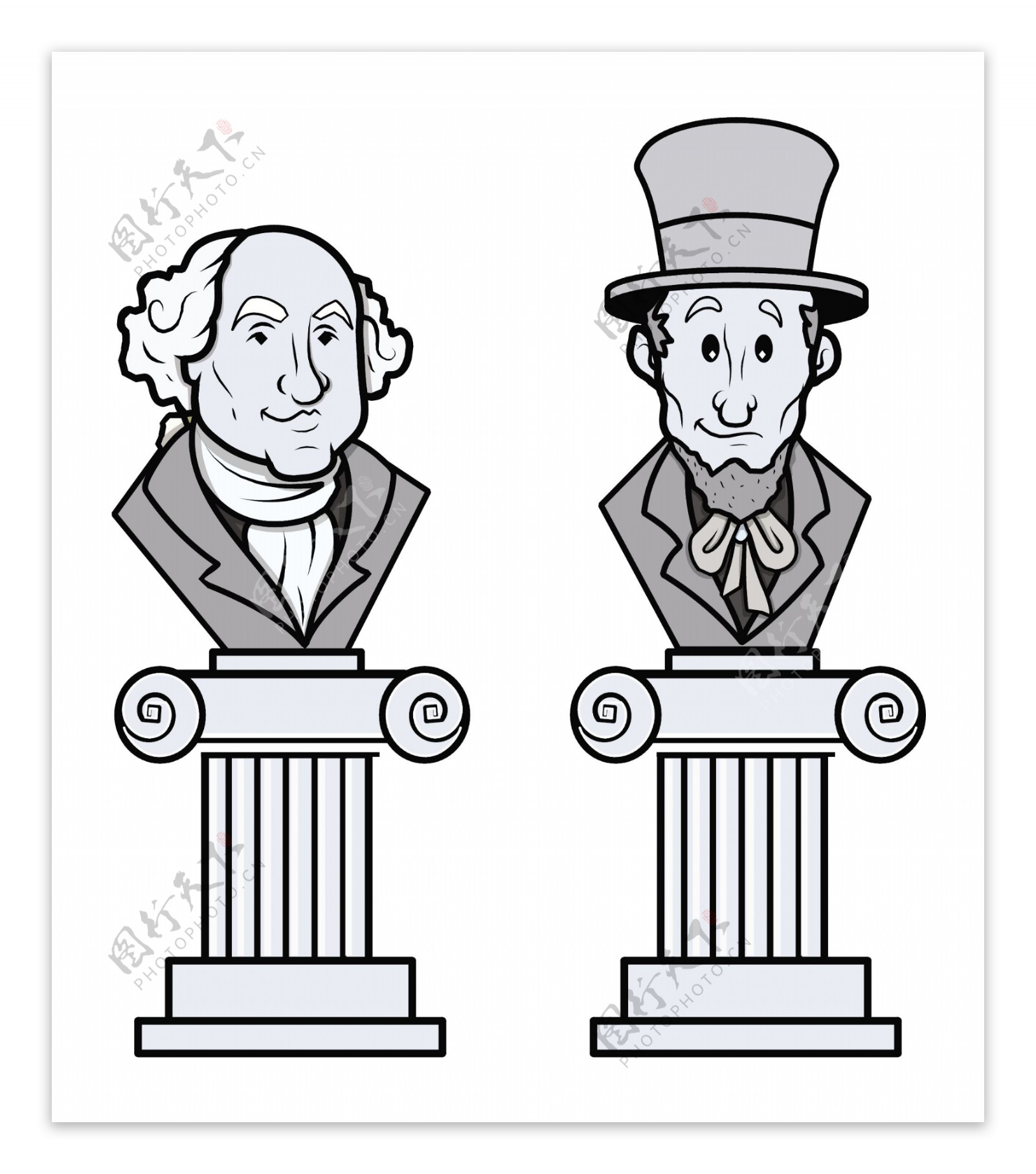 亚伯拉罕林肯和乔治华盛顿矢量剪贴艺术雕塑