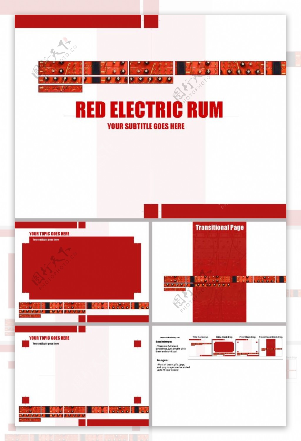 红色电路工业ppt模板