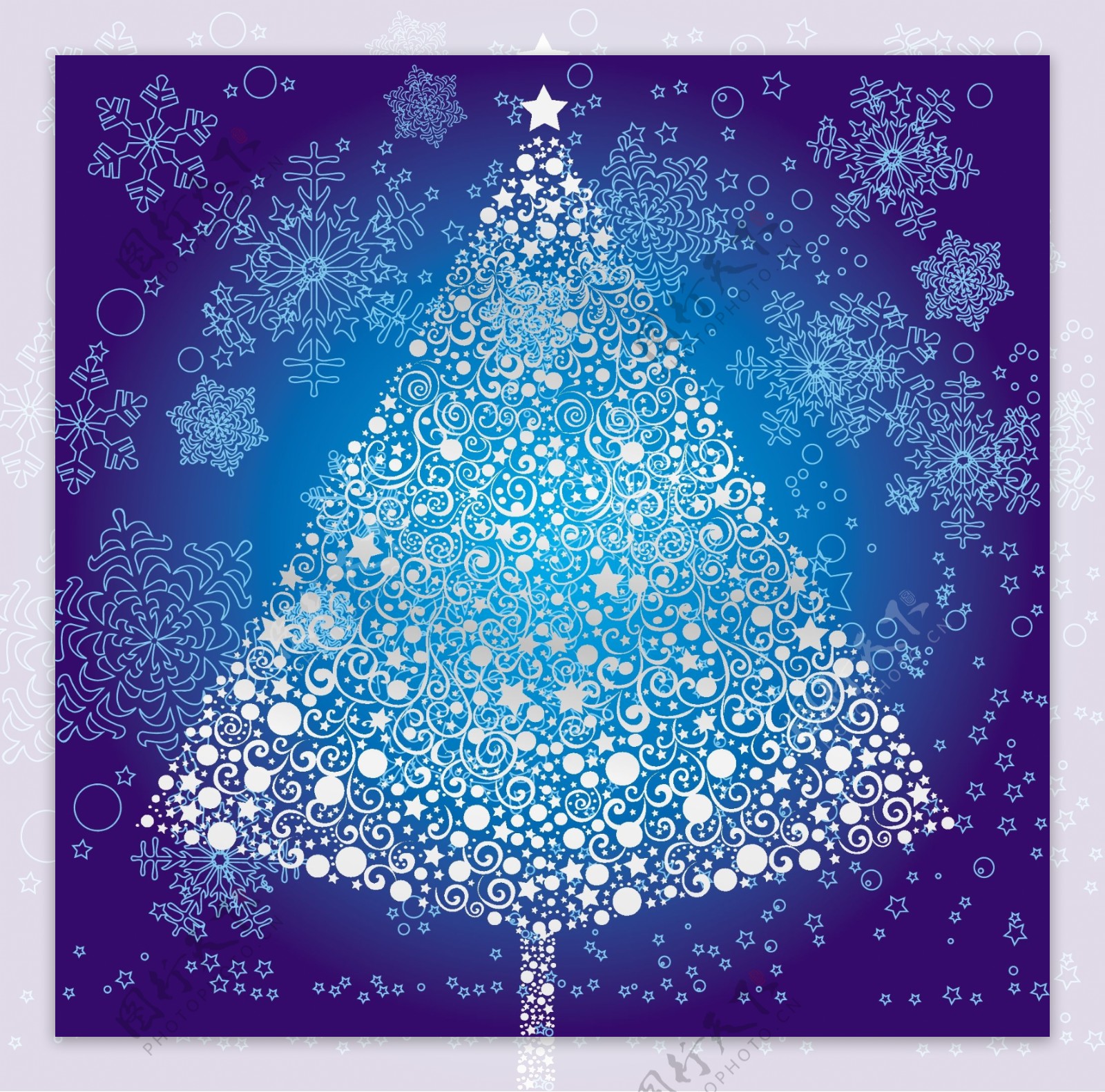 矢量圣诞树雪花底纹背景素材