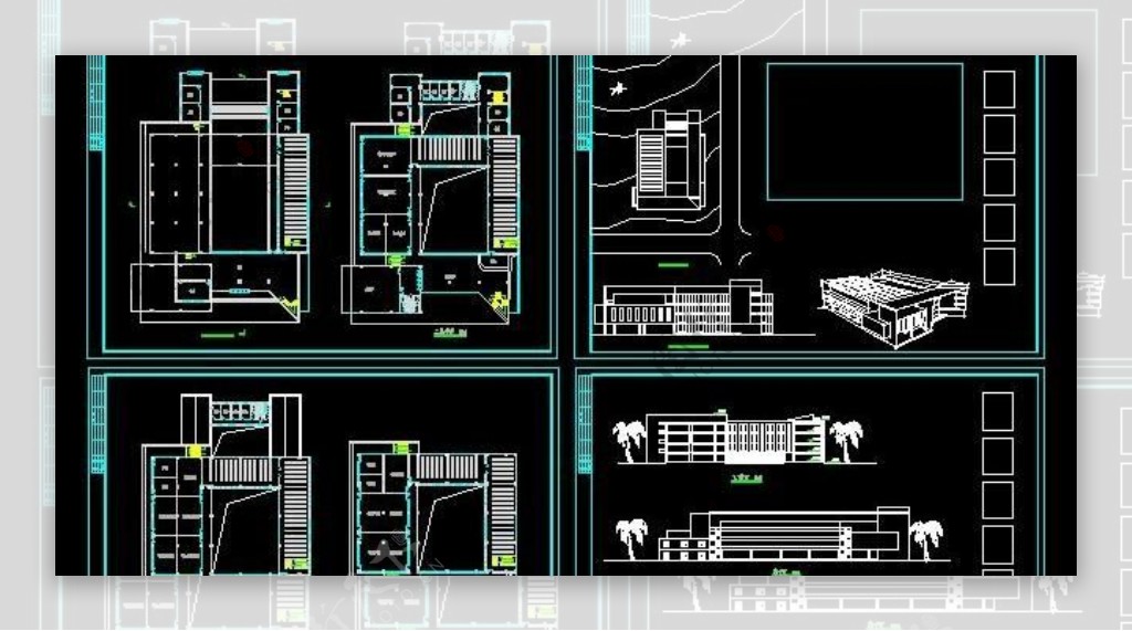 某高等校园传统院落式布局图书馆建筑施工图