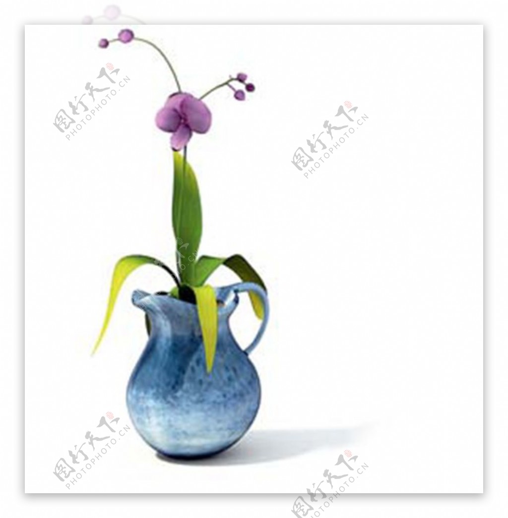 3D室内植物花玻璃花瓶装饰模型