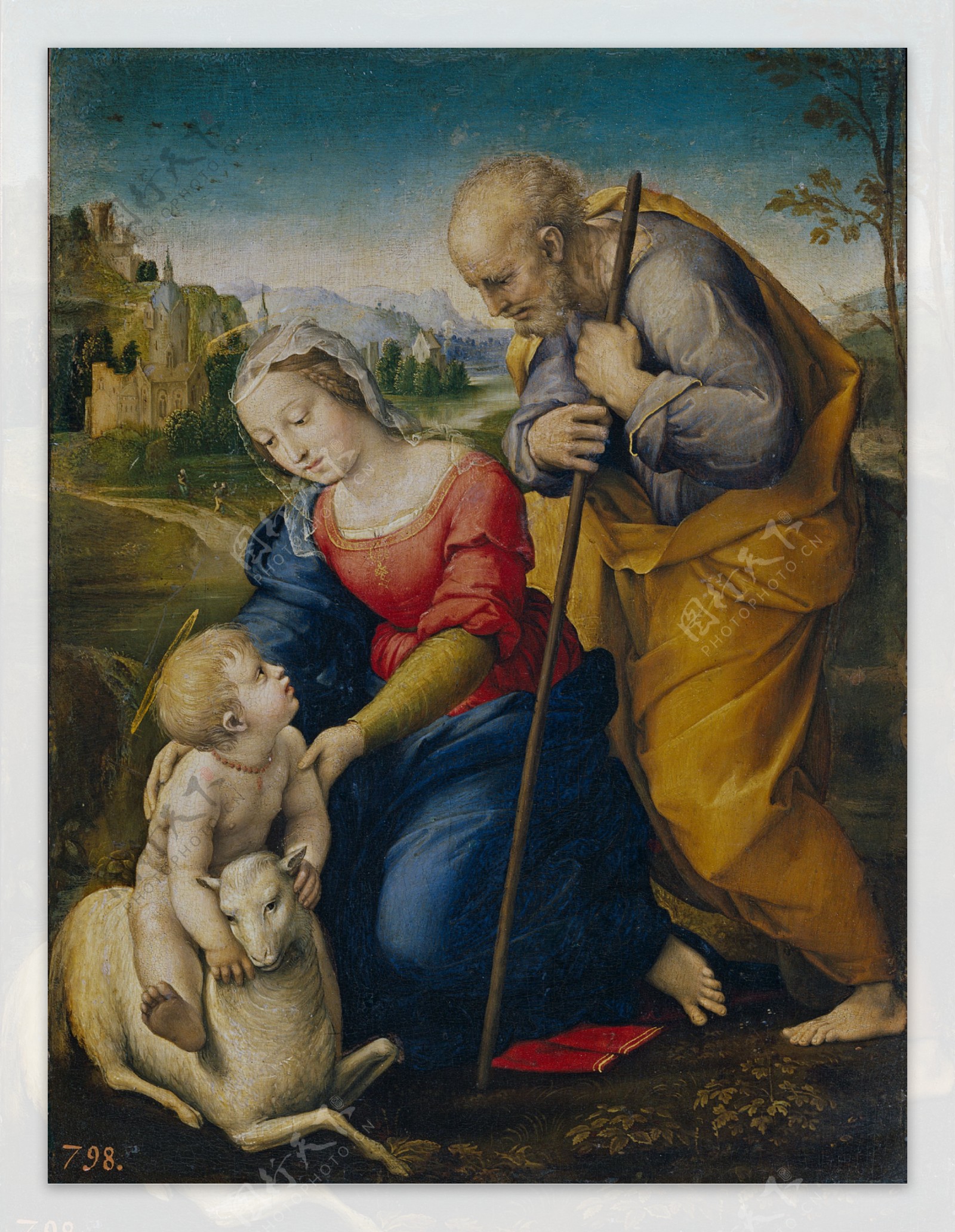 RaphaelTheHolyFamilywithaLamb1507意大利画家拉斐尔Raphael古典人物油画装饰画
