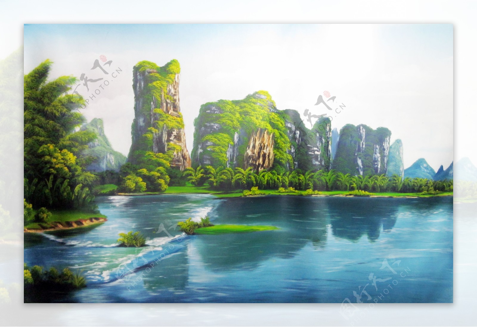 桂林山水油画图片