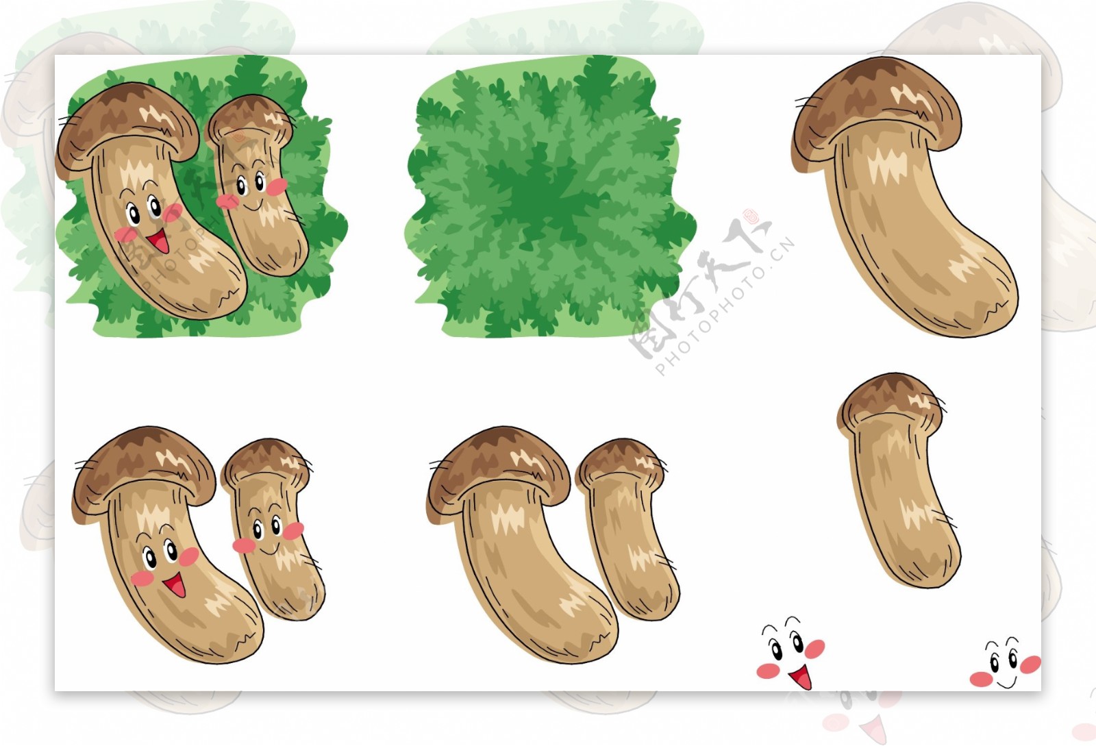 手绘蘑菇表情图片