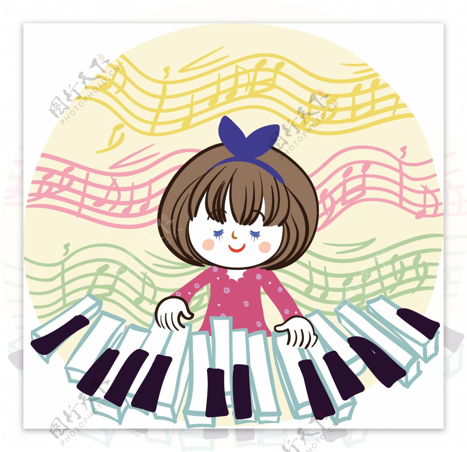 屋子里弹钢琴的女孩纸|插画|儿童插画|铅笔屎 - 原创作品 - 站酷 (ZCOOL)