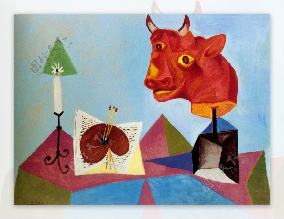 1938Bougiepalettet鍧眅detaureaurouge西班牙画家巴勃罗毕加索抽象油画人物人体油画装饰画