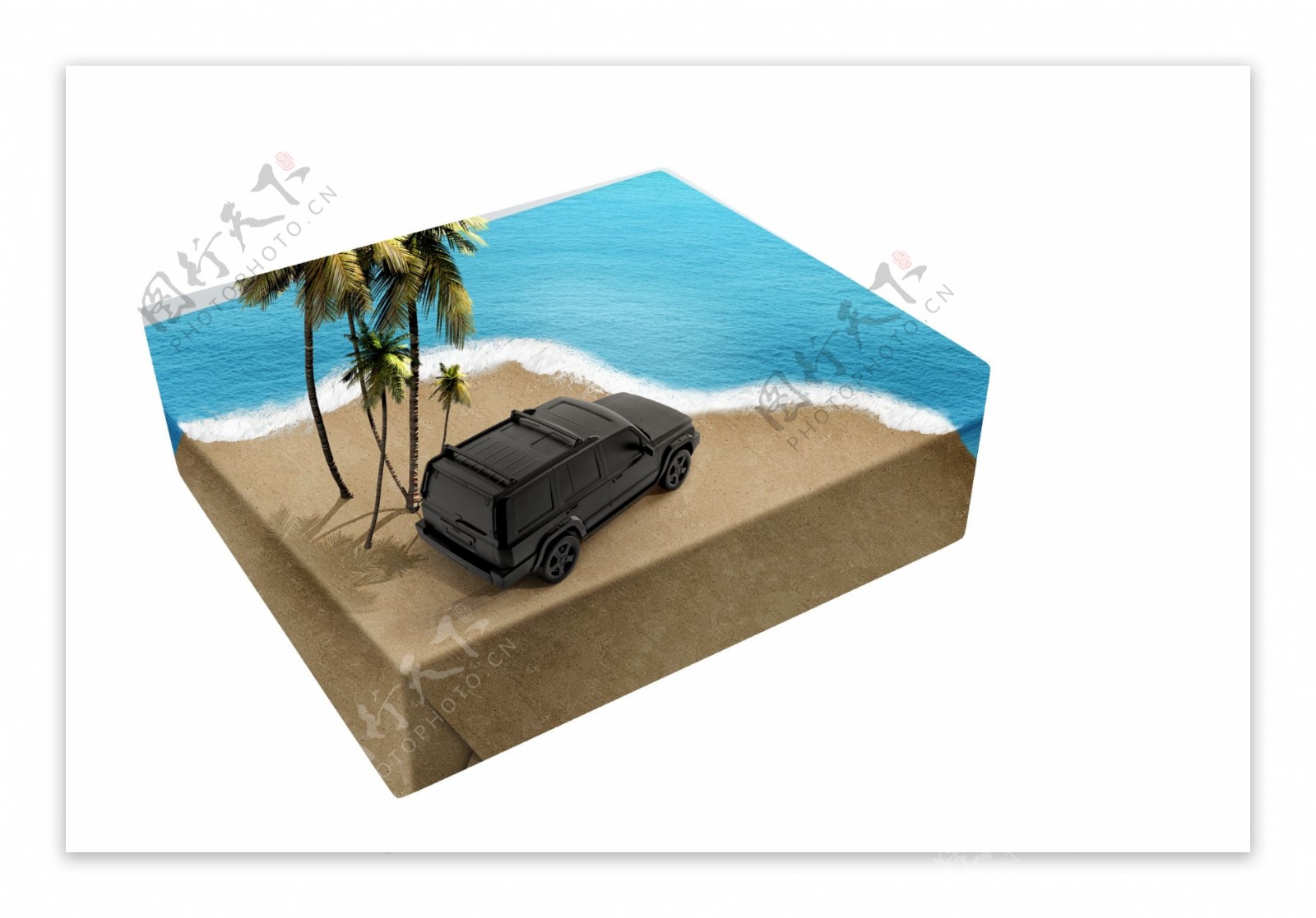 汽车海滩模型图片