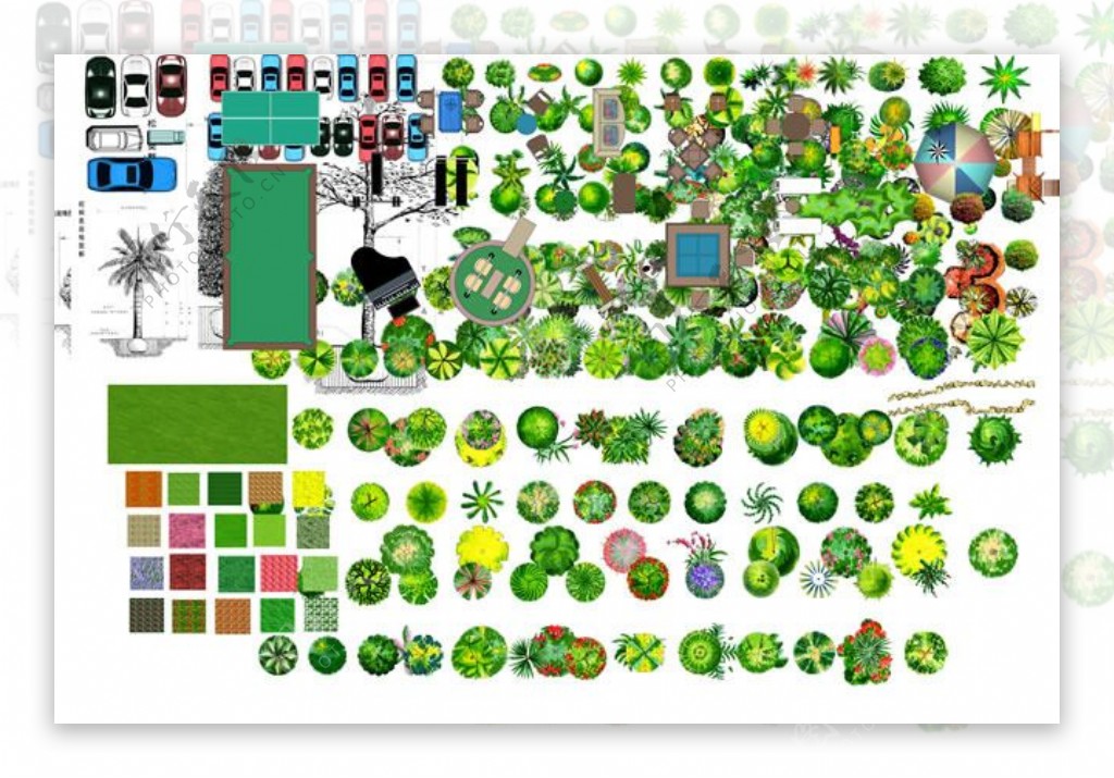 小区绿化设施效果图PSD素材