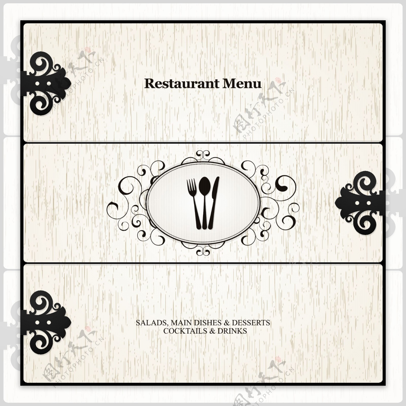 欧式花纹菜单菜谱封面设计图片