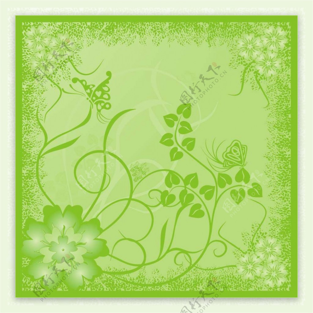 印花矢量图优雅植物色彩绿色花纹免费素材