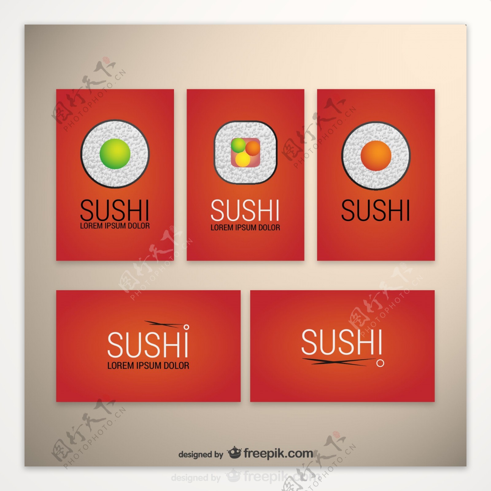 复古寿司卡片