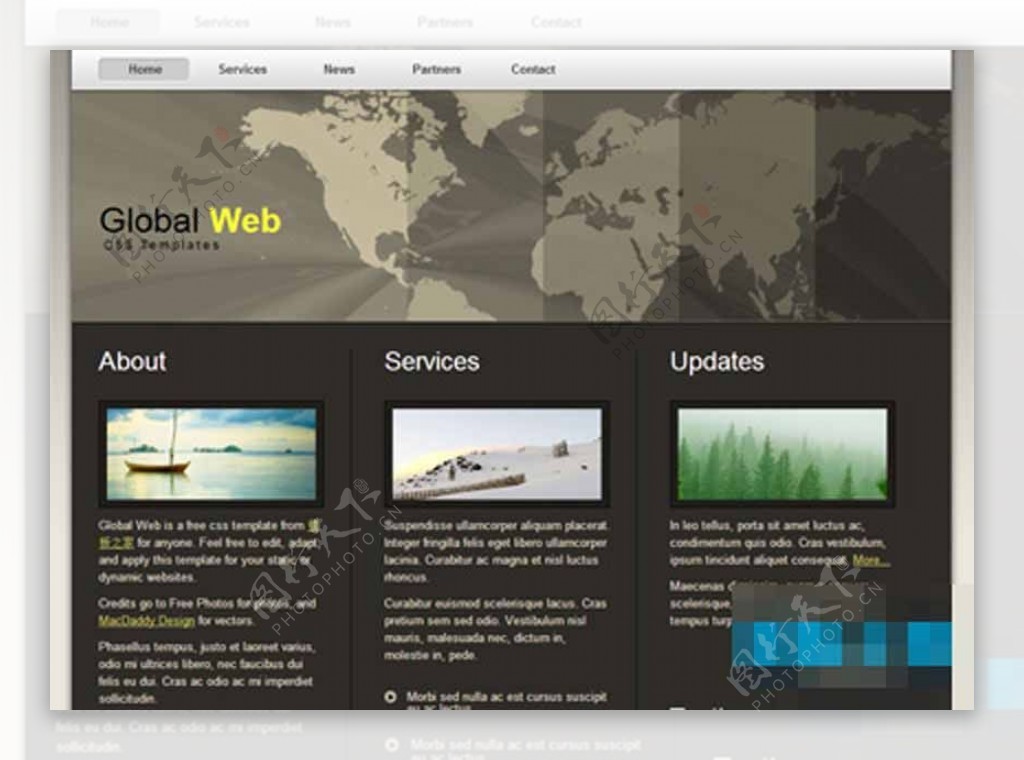 简洁灰色的全球企业网站模板