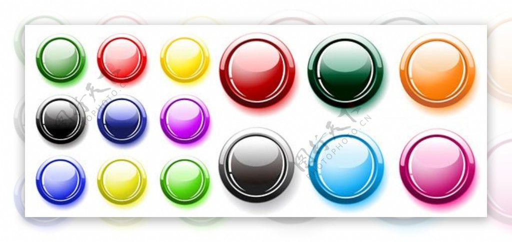 多色彩圆形水晶按钮矢量素材eps格式