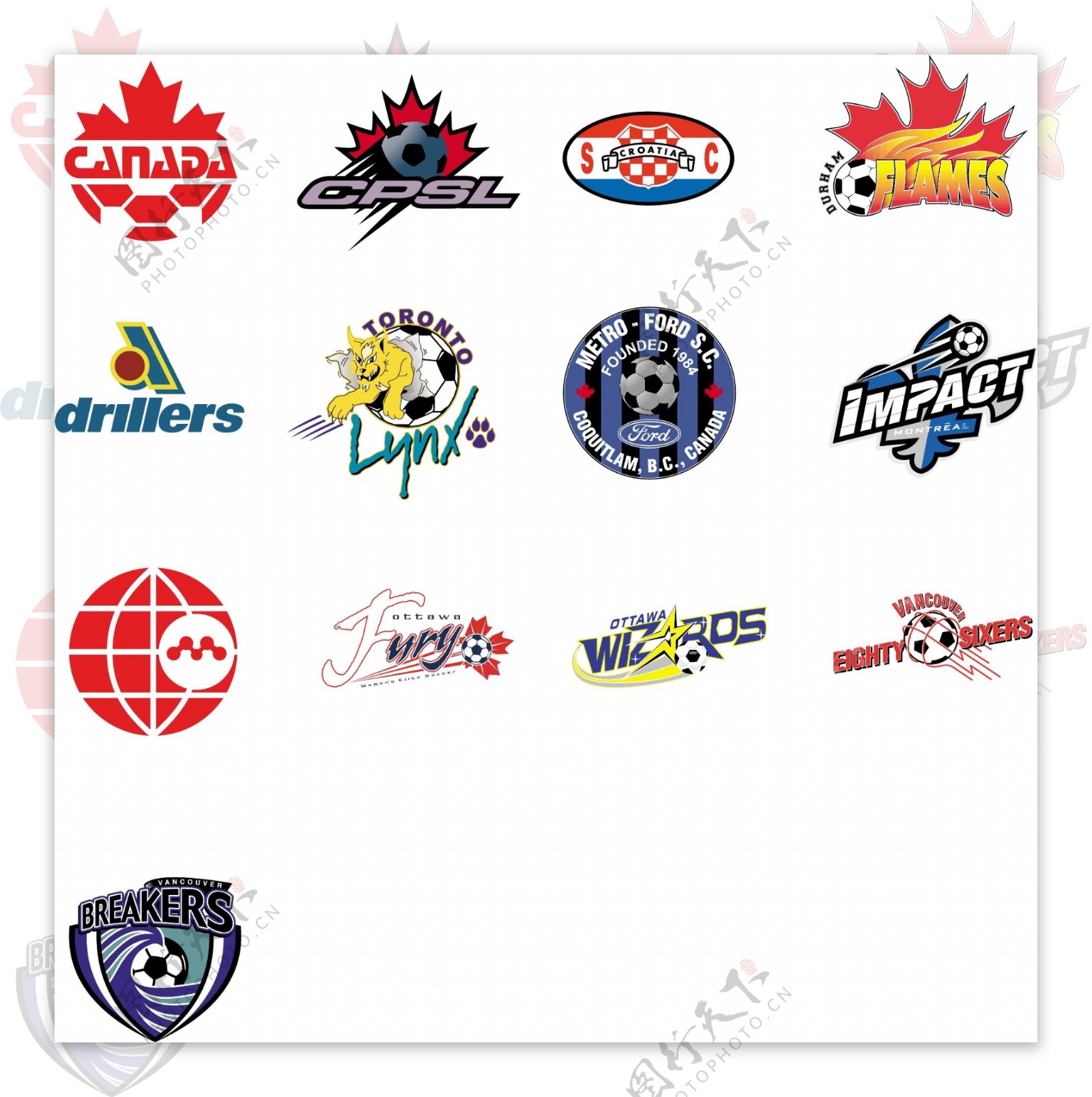 全球2487个足球俱乐部球队标志加拿大图片