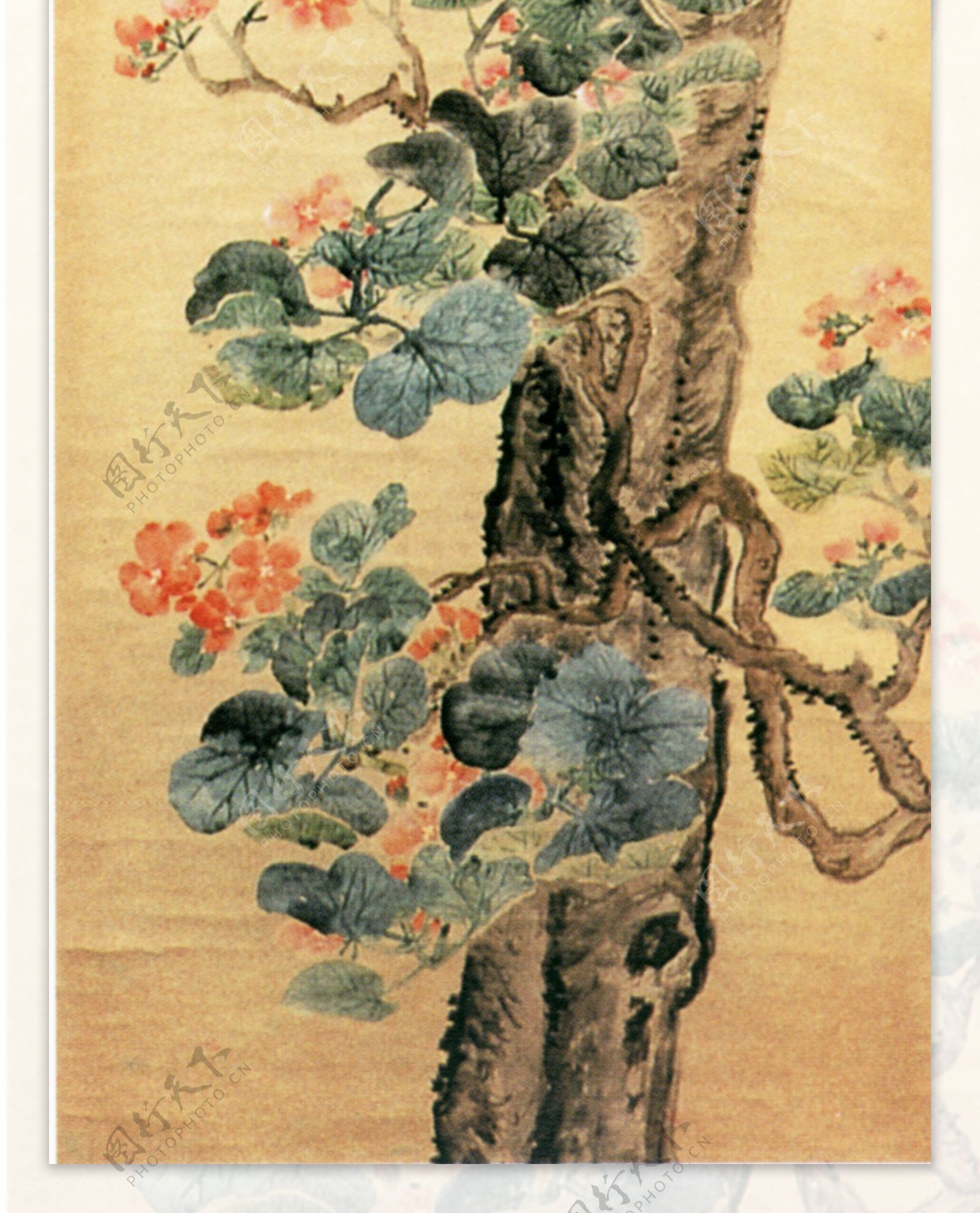 牡丹花竹子丹顶鹤白鹤梅花树枝柳絮飘絮杂草树干植物动物中国风中华艺术绘画